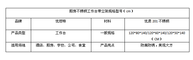 91免费看片APP不鏽鋼工作台帶立架規格型號